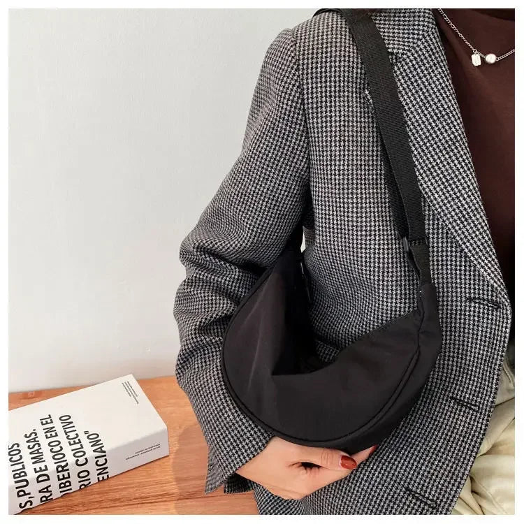 Sac Bandoulière Nylon Léger Hobo Fermeture Éclair Unisexe