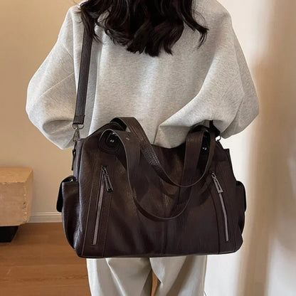 Sac Bandoulière Souple en PU Avec Compartiment Intérieur et Fermeture Éclair