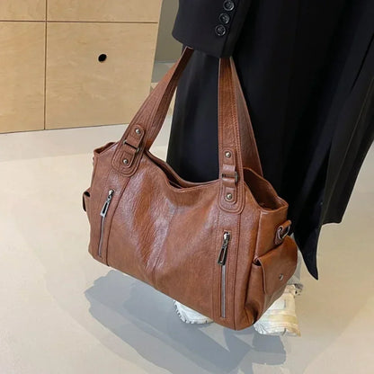 Sac Bandoulière Souple en PU Avec Compartiment Intérieur et Fermeture Éclair