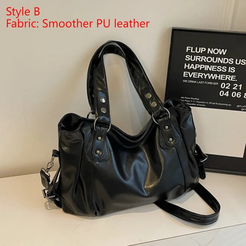 Sac Bandoulière Souple en PU Avec Compartiment Intérieur et Fermeture Éclair