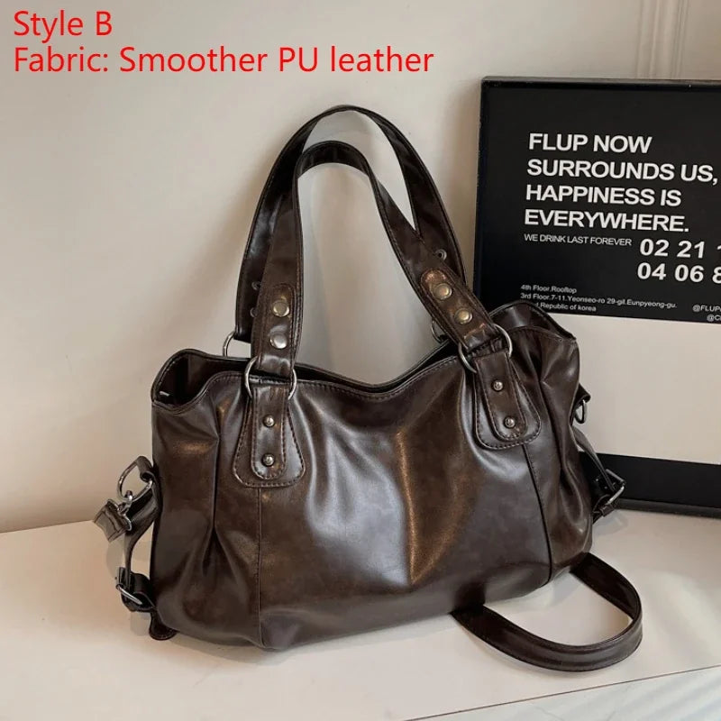 Sac Bandoulière Souple en PU Avec Compartiment Intérieur et Fermeture Éclair