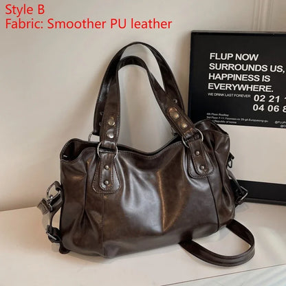 Sac Bandoulière Souple en PU Avec Compartiment Intérieur et Fermeture Éclair