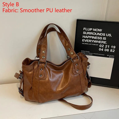 Sac Bandoulière Souple en PU Avec Compartiment Intérieur et Fermeture Éclair