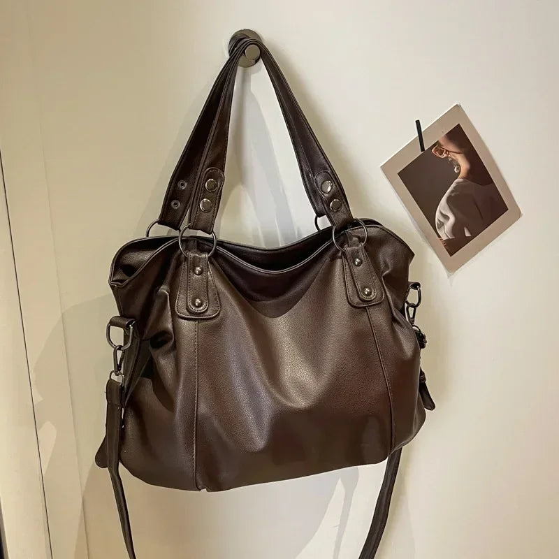 Sac Bandoulière Souple en PU Avec Compartiment Intérieur et Fermeture Éclair