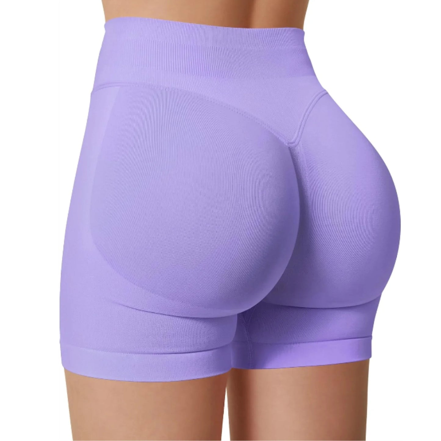 Short Taille Haute en Élasthanne-Nylon pour Yoga et Fitness