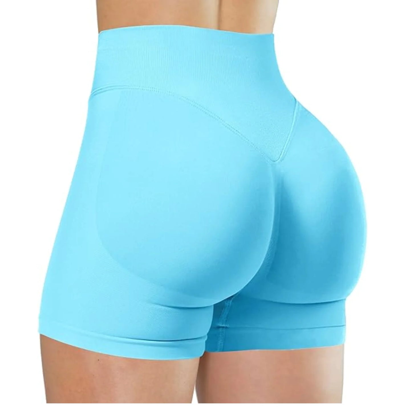 Short Taille Haute en Élasthanne-Nylon pour Yoga et Fitness