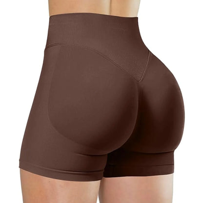 Short Taille Haute en Élasthanne-Nylon pour Yoga et Fitness