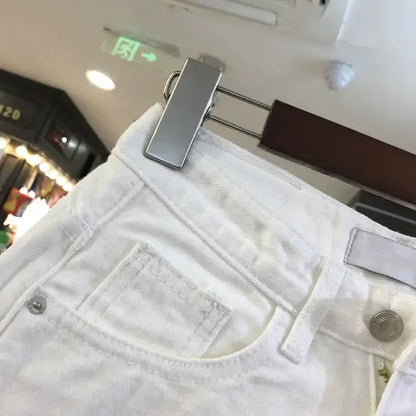 Shorts en denim Taille Haute Effet Déchiré Irrégulier