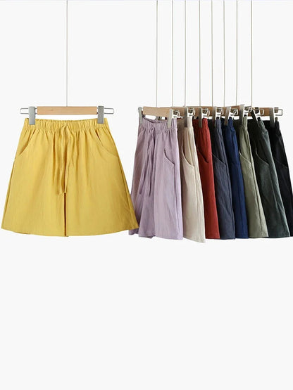 Shorts Taille Haute en Polyester Décontracté pour Femme