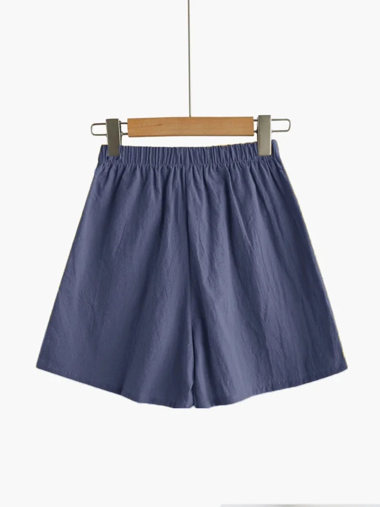Shorts Taille Haute en Polyester Décontracté pour Femme