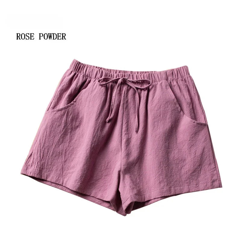 Shorts Taille Haute en Polyester Décontracté pour Femme
