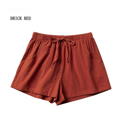 Shorts Taille Haute en Polyester Décontracté pour Femme