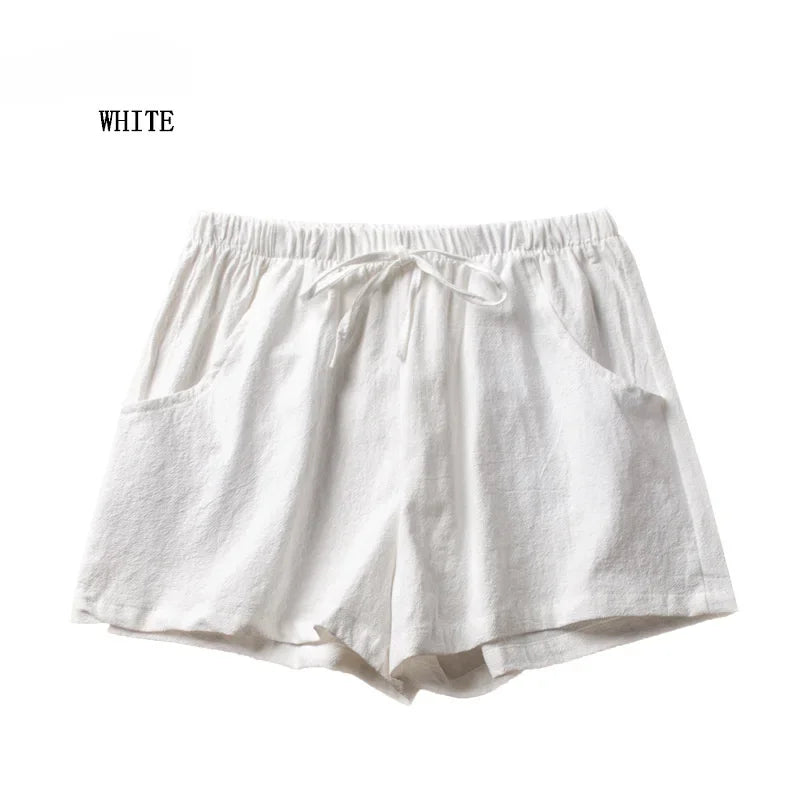 Shorts Taille Haute en Polyester Décontracté pour Femme
