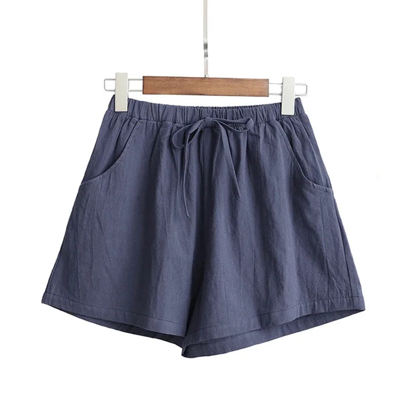 Shorts Taille Haute en Polyester Décontracté pour Femme