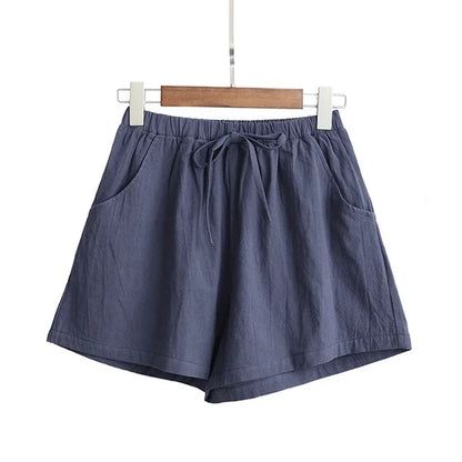 Shorts Taille Haute en Polyester Décontracté pour Femme