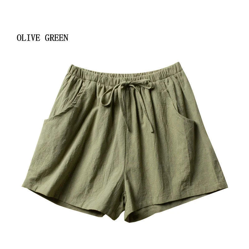 Shorts Taille Haute en Polyester Décontracté pour Femme