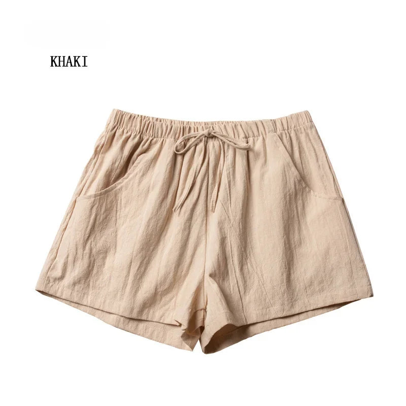 Shorts Taille Haute en Polyester Décontracté pour Femme