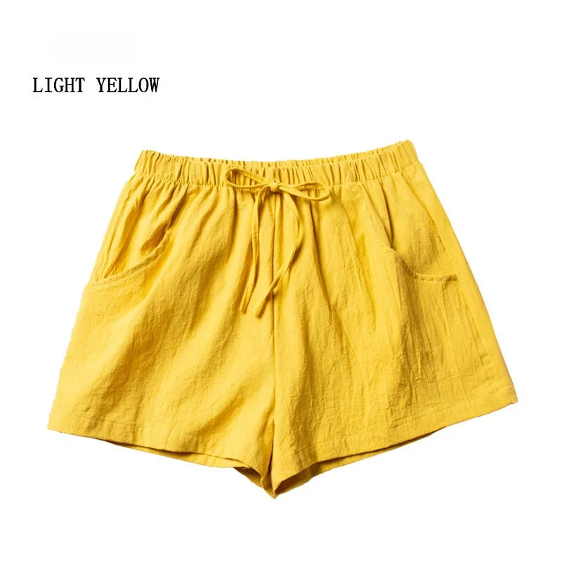 Shorts Taille Haute en Polyester Décontracté pour Femme