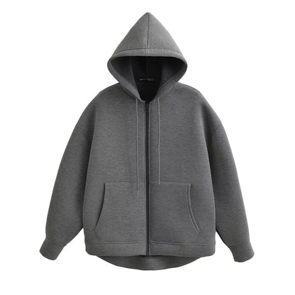 Veste à Capuche Zippée Femme Coupe Ample Polyester Streetwear