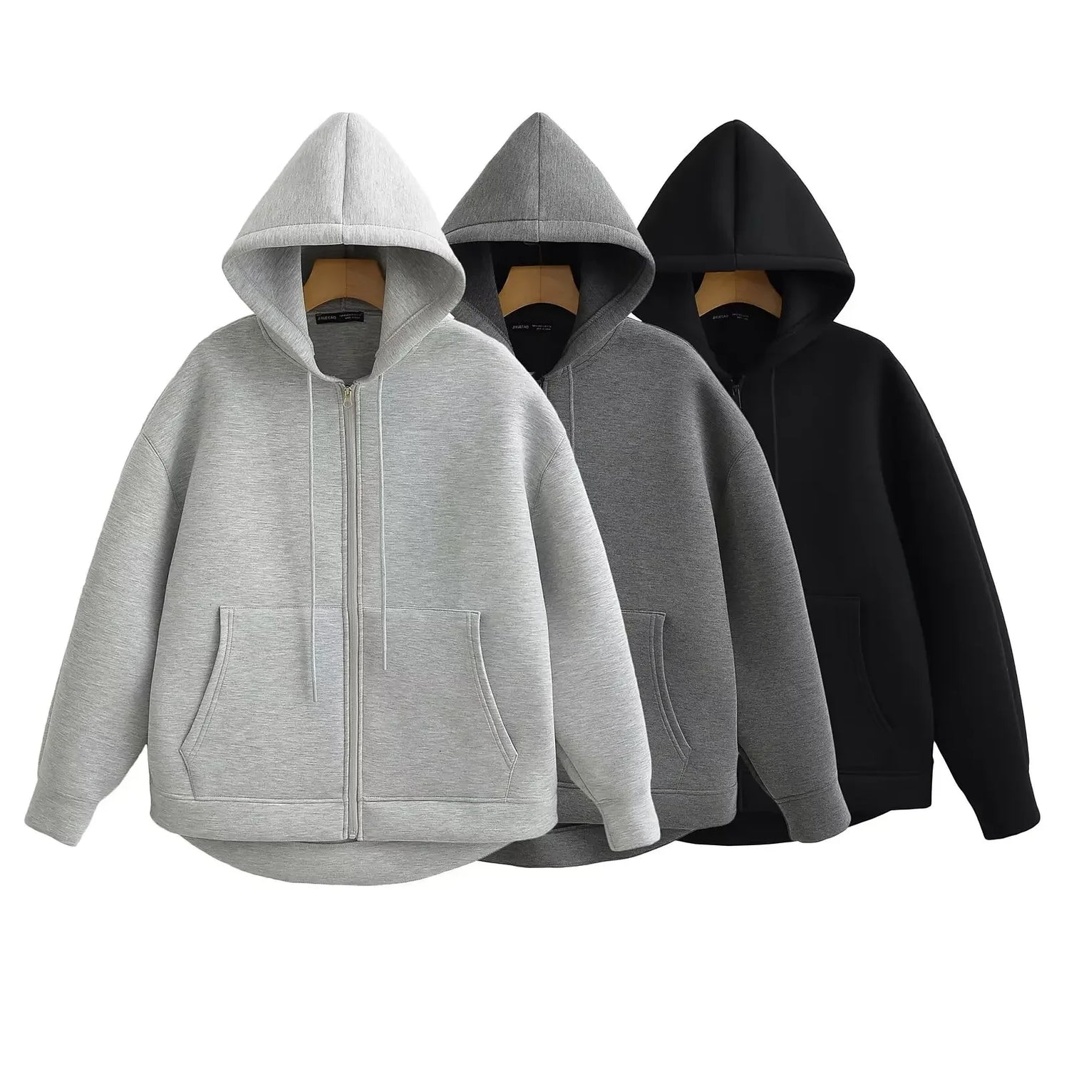 Veste à Capuche Zippée Femme Coupe Ample Polyester Streetwear